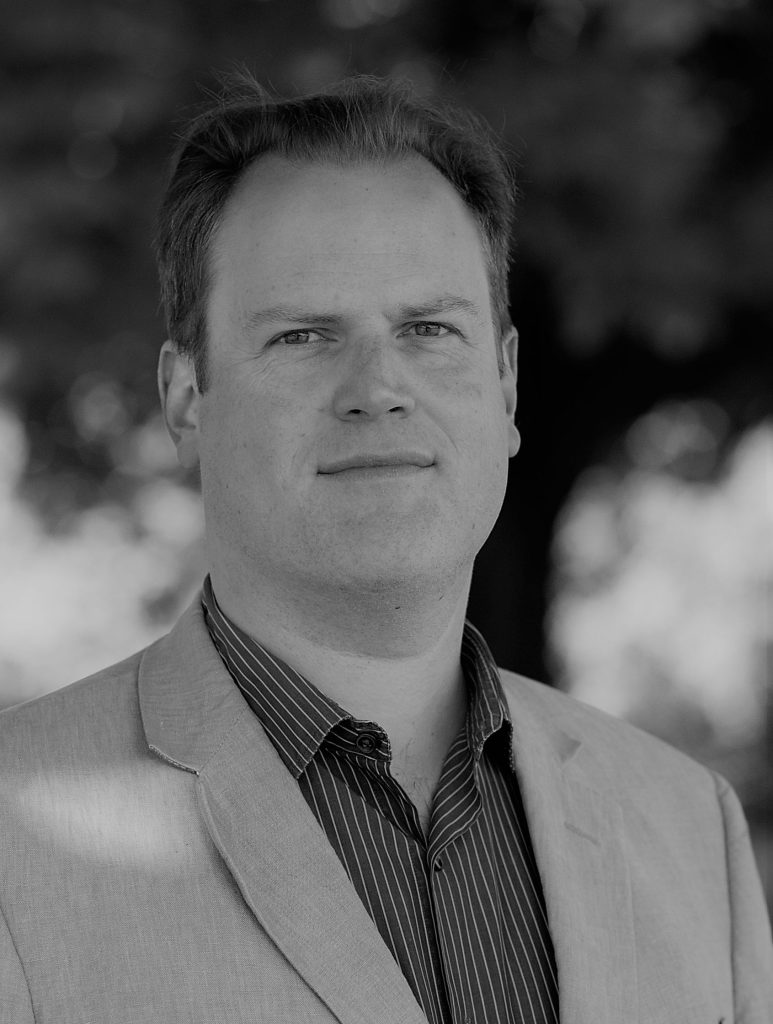Black and white photograph of Matthew Bardell, of nVentic.